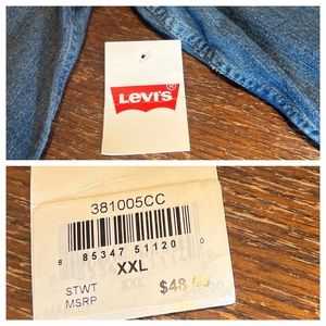 Levi denim blue jean shirt size XXL see measurements